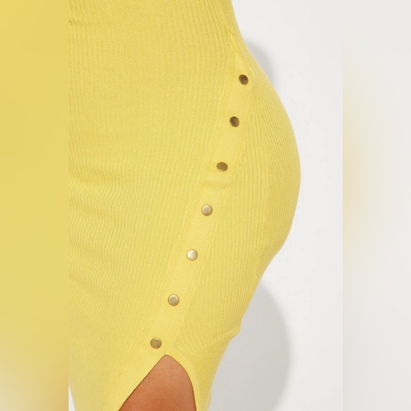 Fashion nova - Miranda Sweater Midi Dress - Yellow - Picture 3 of 8